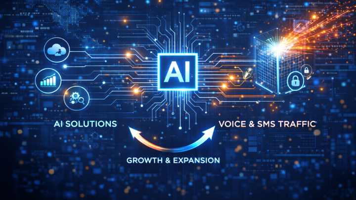 AI solutions and voice and SMS traffic graphic